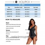 Holipick Women Tummy Control One Piece Swimsuit V Neck Ruffled Ruched Bathing Suit