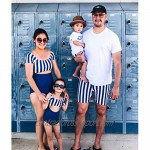 IFFEI Family Matching Swimwear One Piece Bathing Suit Striped Hollow Out Monokini Mommy and Me Beachwear