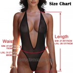 SHERRYLO Sheer One Piece Thong Swimsuit for Women Sexy V-Plunging See Through Monokini High Cut Bodysuit