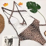 Women Cheetah Leopard Printed One Piece Bathing Suit Deep V Neck High Cut Swim Wear Suit