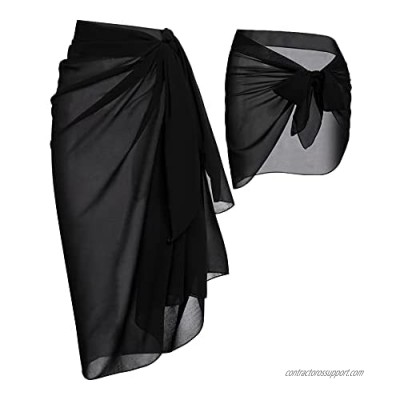 LOLLO VITA 2 Pieces Women Beach Sarong Sheer Wrap Skirt Chiffon Swimsuit Cover Up for Swimwear
