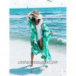QIUYEJUO Women's Flowy Beach Kimono Long Bikini Cover Up Dress Chiffon/Rayon Open Front Cardigan