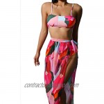 SheIn Women's 3 Pieces Graphic Bikini Swimsuit and Swimwear Cover Up Beach Skirt