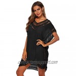 SIAEAMRG Swimsuit Cover Ups for Women V Neck Hollow Out Crochet Chiffon Summer Beach Cover Up Dress