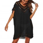 SIAEAMRG Swimsuit Cover Ups for Women V Neck Hollow Out Crochet Chiffon Summer Beach Cover Up Dress