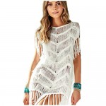 Wander Agio Beach Tops Sexy Perspective Cover One Size Net Tassels Wave White