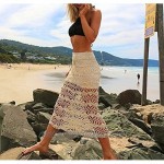 WenHong Women's Swimsuit Cover up Knit Crochet Maxi Skirt Beachwear Swimwear Off White