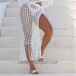 Women’s Sexy Sheer Hollow Out Beach Maxi Knit Skirt Split Tassels Beachwear Summer Crochet Cover Up Skirts