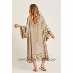 Women's Summer Long Kimono Swimsuit Cover Up Floral Print Cardigan Beach Coverups for Women