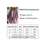 YIBOCK Women's Lightweight Kimono Cardigans Sweater Loose Waffle Knit 3/4 Batwing Sleeve Beach Cover Up