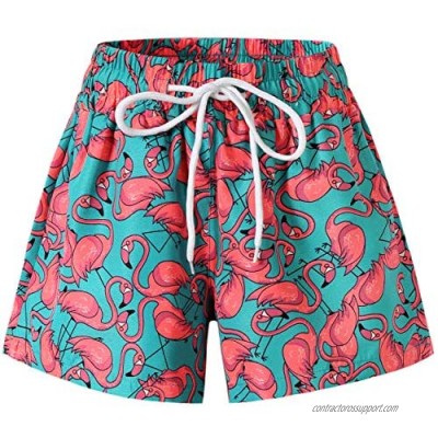 SSLR Womens Board Shorts Flamingos Shorts Swimwear Bathing Suits for Women