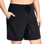 SYROKAN Women's Athletic Plus Size Swim Board Quick Dry Shorts with Pocket