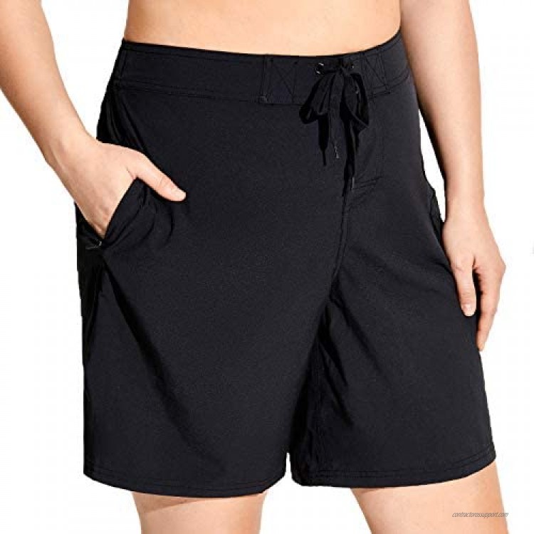 SYROKAN Women's Athletic Plus Size Swim Board Quick Dry Shorts with Pocket