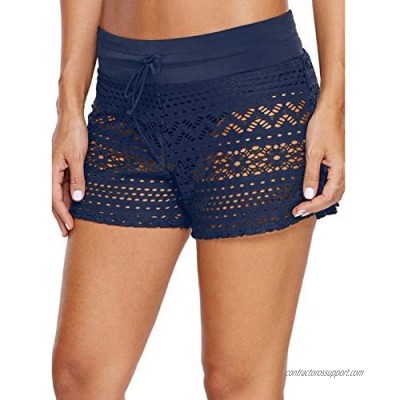 Women Lace Swimsuit Shorts Split Trunks Plus-Size Bottom Boardshort Summer Swimwear Beach Pants for Girls