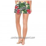 Womens Swim Trunks Tropical Flowers Leaf Breathable Beach Shorts Zebra Striped Elastic Waist Boardshorts with Pocket