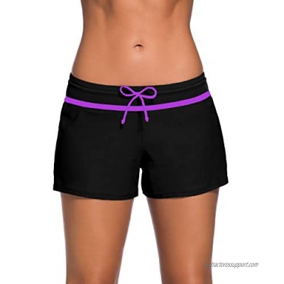 Women’s Swimsuit Shorts Side Split Waistband Lace Swim Bottoms Bikini Board Shorts Plus Size S-3XL