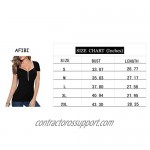 Afibi Womens Fitted Zip Up Deep V Neck Short Sleeve Empire Waist Tops Casual T Shirts Blouse