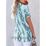 Astylish Women Button Down Snake Print 3 4 Tab Sleeve Tunic Blouse Tops Shirts