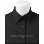 Doublju Womens Slim Fit Plain Classic Short Sleeve Button Down Collar Shirt Blouse