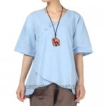 Minibee Women's Linen Retro Chinese Frog Button Tops Blouse