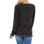 MLEBR Womens Long Sleeve V Neck Casual Floral Leopard Printed Chiffon Blouses Tops T Shirts