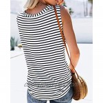 NUOREEL Womens Striped Button Down V Neck Tops Ruffle Sleeveless Tie Knot Blouses and Tops