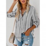 ROSKIKI Womens Long Sleeve Tops V Neck Blouse Whirlwind Tie Dye Casual Tunic Button Shirt with Pocket