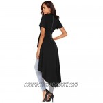 SimpleFun Womens Ruffle High Low Asymmetrical Short Sleeve Bodycon Tops Blouse Shirt Dress