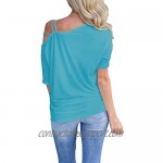 Sipaya Casual Tops for Women One Off Shoulder Strappy T Shirts Short Sleeve