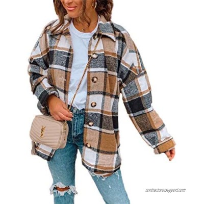 Women Long Sleeve Flannel Plaid Shirts Casual Button Down Shirt Jacket Cardigan