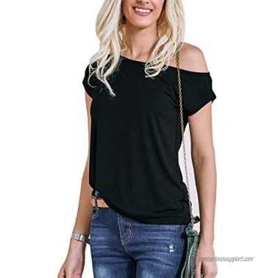 Women's 80s Off Shoulder Tops Long/Short Sleeve Casual Loose Fit Blouse T-Shirt