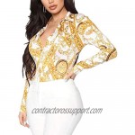 Women's Sexy Floral Blouses Casual V Neck Long Sleeve Collar T-Shirt Button Down Tops Mini Dress