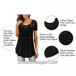 Women's Tunics Summer Short Sleeve Pleated Blouse Loose Flowy Tops and Blouses