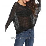 Zeagoo Women's Crochet Blouse Batwing Long Sleeve Shirt Lace Sheer Tops