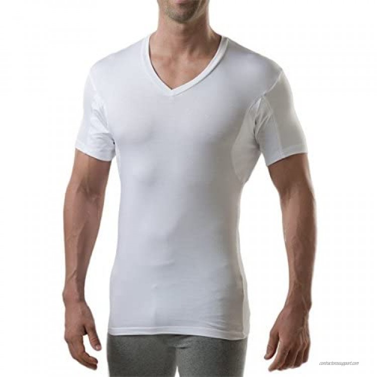 Sweatproof Undershirt for Men with Underarm Sweat Pads (Slim Fit V-Neck)