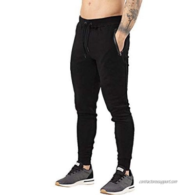 A WATERWANG Men's Sweatpants  Tapered Joggers Pants with Zipper Pockets  Slim Athletic Pants for Running Jogging