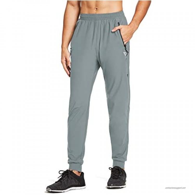 BALEAF Men's Lightweight Jogger Pants Workout Running Athletic Training Gym Quick Dry Tapered Joggers Zipper Pockets