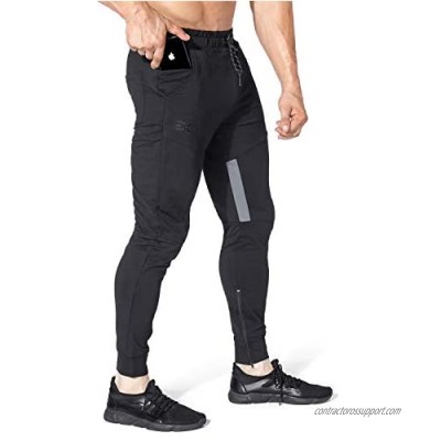 BROKIG Mens Thigh Mesh Gym Jogger Pants  Men's Casual Slim Fit Workout Bodybuilding Sweatpants with Zipper Pocket