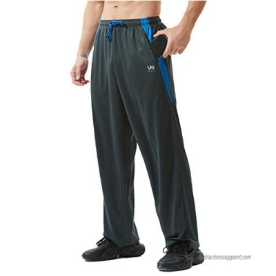 ZEROWELL Men’s Atheltic Pants with Zipper Pockets Open Bottom Lightweight Sweatpants  for Workout  Running  Gym  Training