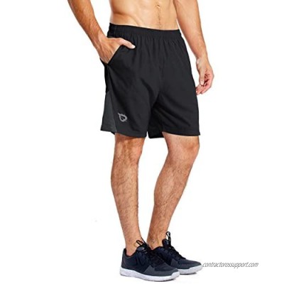 BALEAF Men's 7'' Athletic Running Shorts Quick Dry Mesh Liner Back Zip Pocket