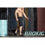 BROKIG Men's Sidelock Gym Workout Running Sport Shorts with Zipper Pockets