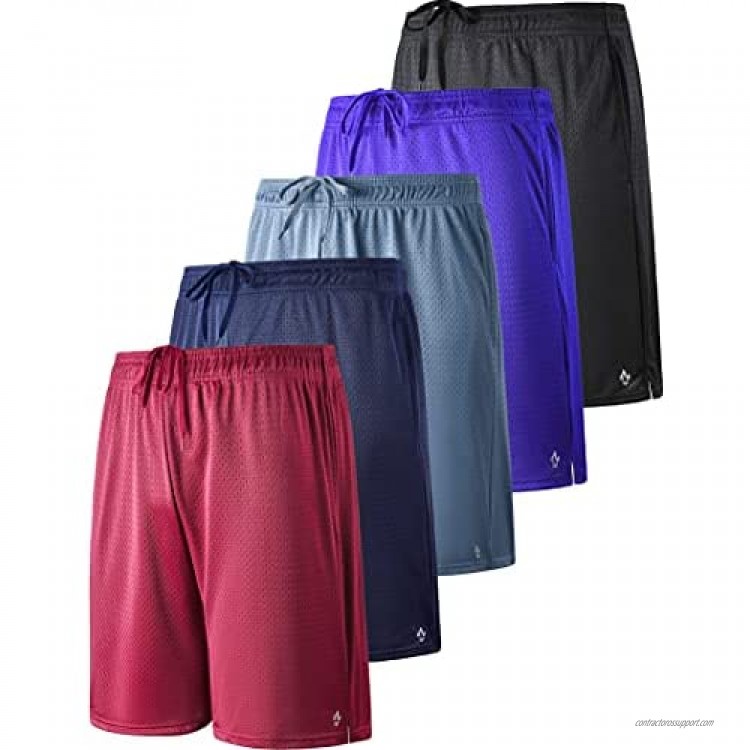 Liberty Pro 5 Pack Men's 9 Inch Athletic Mesh Performance Shorts with Pockets