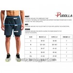 Pudolla Men’s 2 in 1 Running Shorts 7 Quick Dry Gym Athletic Workout Shorts for Men with Phone Pockets