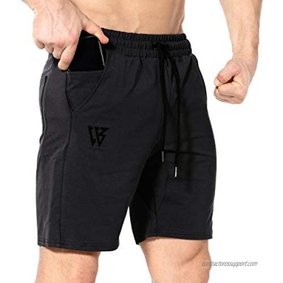 ZENWILL Mens Gym Running Shorts  Workout Athletic Bodybuilding Fitness Shorts with Zip Pockets