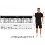Aibrou Men's Tracksuit Short Sleeve Running Jogging Athletic Sports T-Shirts and Shorts Suit Set