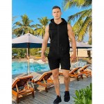 COOFANDY Mens Jumpsuits One Piece Shorts Casual Fashion Comfy Sleeveless Slim Fit Hooded Zipper Rompers Bodysuit with Pockets