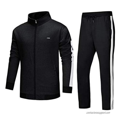 CRYSULLY Men's Casual Tracksuit Full Zip Workout Jogger Athletic Sweat Suits Set