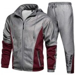 DUOFIER Men 2 Piece Tracksuit Set Full Zip Athletic Sweatsuit Outfit Jogger Sport Set