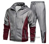 DUOFIER Men 2 Piece Tracksuit Set Full Zip Athletic Sweatsuit Outfit Jogger Sport Set