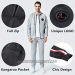 DUOFIER Men's Hooded Athletic Tracksuit Casual Full Zip Jogging Sweatsuits